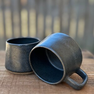Espresso mug: hand thrown ceramic mug in white and black, white and seafoam and solid black