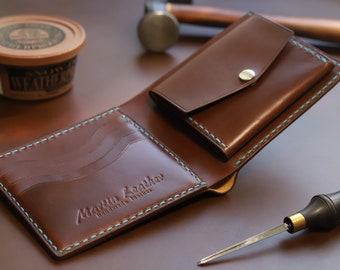 Handmade Wallet, Veg Tan Leather, Coin, Card