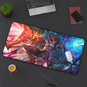Tapis de souris de jeu LoL Gamer - Tapis de souris personnalisé - Tapis de bureau de jeu - Tapis de bureau Gamer - Tapis de bureau Samira - Tapis de bureau Soul Fighter 31&quot; × 15,5&quot;