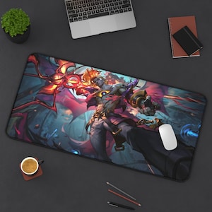 Tapis de souris gaming LoL - Tapis de souris personnalisé - Tapis de bureau gaming - Tapis de bureau gamer - Tapis de bureau Viego - Tapis de bureau Soul Fighter 31 po. x 15,5 po.