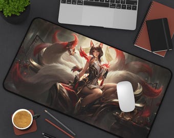 LoL Gamer Gaming Mouse Pad - Custom Mouse Pad - Gaming Desk Pad - Gamer Desk Mat - Ahri Desk Mat - Risen Legend Desk Mat 31 ×15.5&quot;