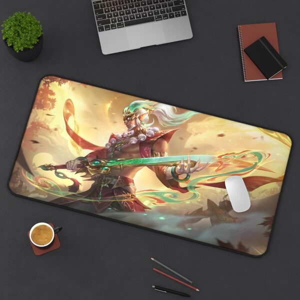 LoL Gamer Gaming Mouse Pad - Custom Mouse Pad - Gaming Desk Pad - Gamer Desk Mat - Master Yi Desk Mat - Heavenscale Desk Mat 31 ×15.5"