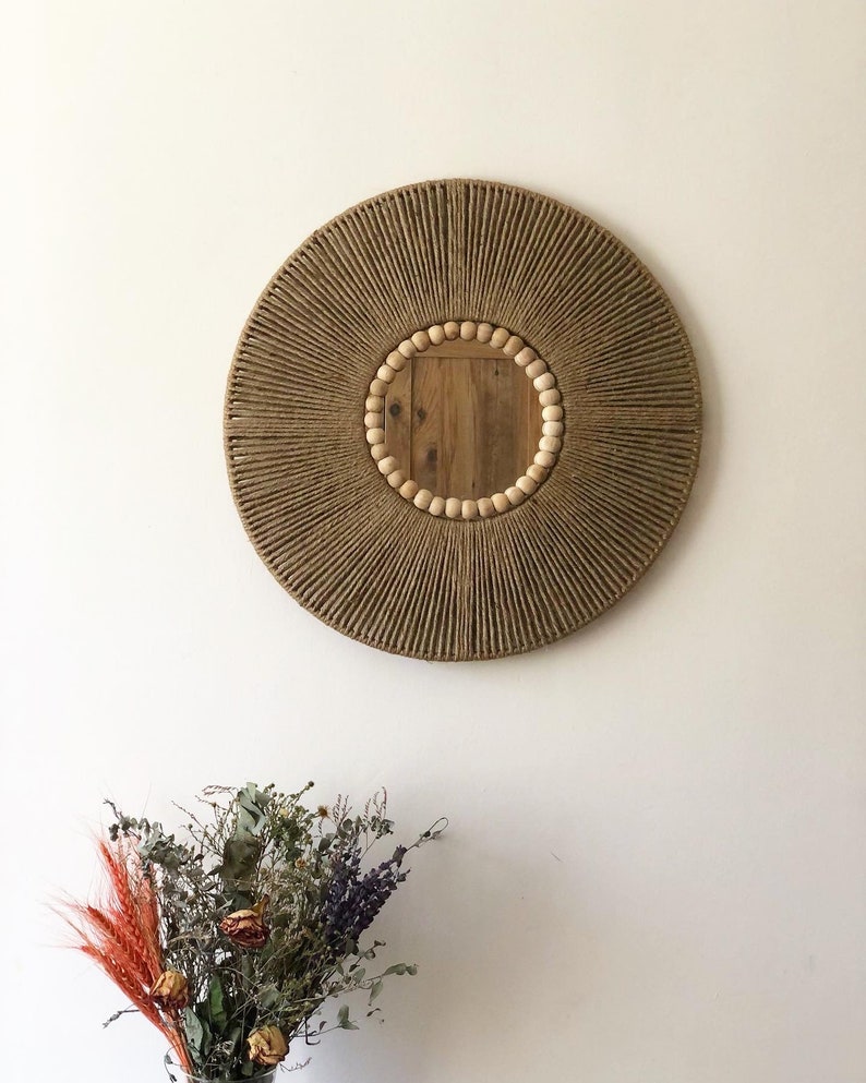 Large Jute Mirror , Jute Wall Hanging Mirror , Bedroom Decor Gift , Boho Mirror , Fast Shipping ...