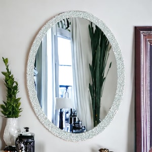 Crystal Mirror, Mirror for Bathroom, Oval Mirror, Entryway Hallway, Christmas Gift, Luxury Mirror, Decorative Mirror, Unique Home Decor