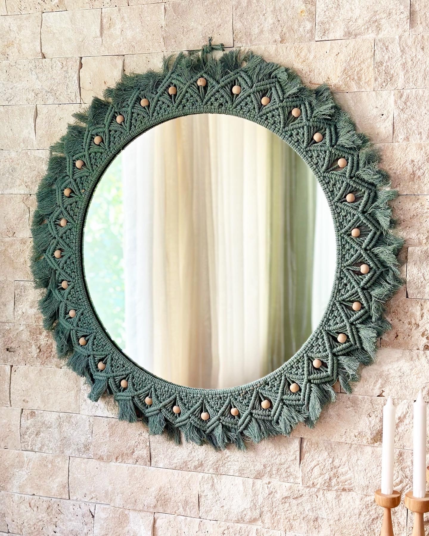 Green Macrame Mirror, Large Mirror, Macrame Wall Hanging, Nursery ...