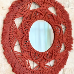 Large Macrame Mirror, Macrame Wall Hanging Mirror, Nursery Mirror, Halloween Decor, Boho Mirror, Living Room Decor,