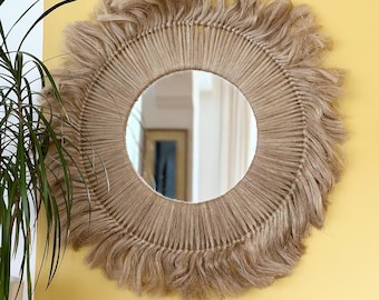 Boho spiegel, boho muur hangende spiegel, slaapkamer decor cadeau, kerstcadeau, snelle verzending, woonkamer decor, woondecoratie,
