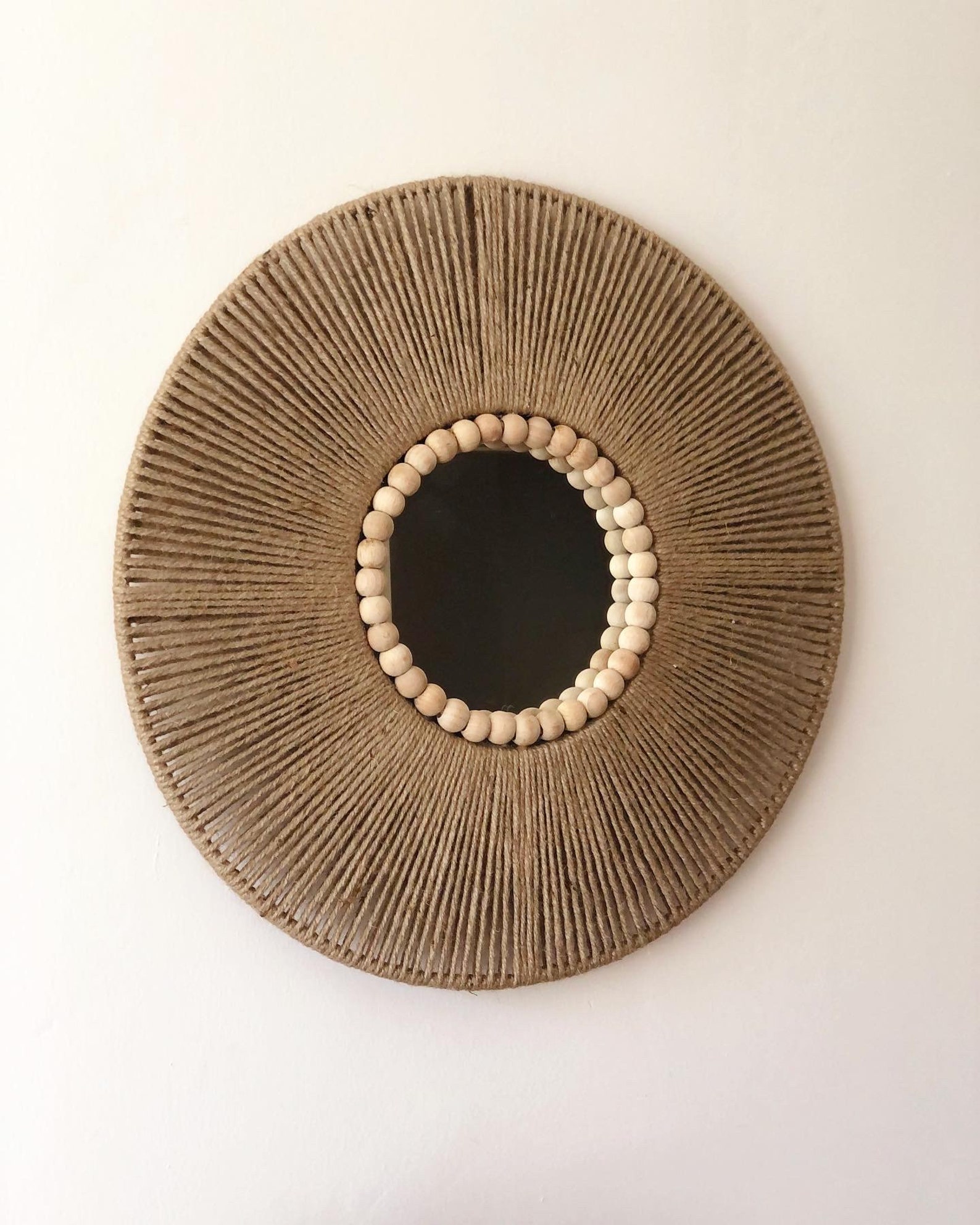 Large Jute Mirror , Jute Wall Hanging Mirror , Bedroom Decor Gift