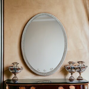 Crystal Mirror, Oval Mirror, Mirror for Bathroom, Entryway Mirror, Christmas Gift, Luxury Mirror, Decorative Mirror, Unique Home Decor