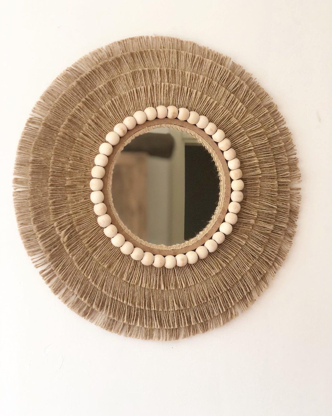 Large Jute Mirror , Jute Wall Hanging Mirror , Bedroom Decor Gift ...