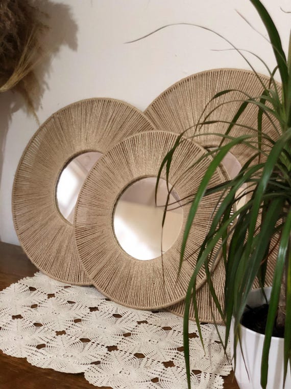 Boho Jute Mirror Wall Decor, Handmade Natural Mirror, Entryway  Wall Hanging, Christmas Gift, Farmhouse Mirror, Housewarming Gift
