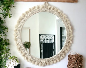 Large Macrame Mirror, Macrame Wall Hanging, Nursery Decor, Christmas Gift, Housewarming Gift, Nursery Mirror, Boho Mirror, Gift for her
