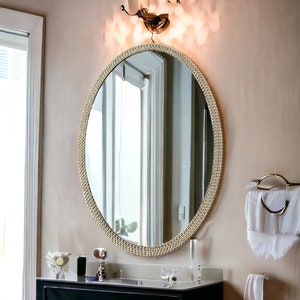 Crystal Mirror, Mirror for Bathroom, Oval Mirror, Entryway Hallway, Christmas Gift, Luxury Mirror, Decorative Mirror, Unique Home Decor