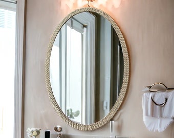 Crystal Mirror, Mirror for Bathroom, Oval Mirror, Entryway Hallway, Christmas Gift, Luxury Mirror, Decorative Mirror, Unique Home Decor