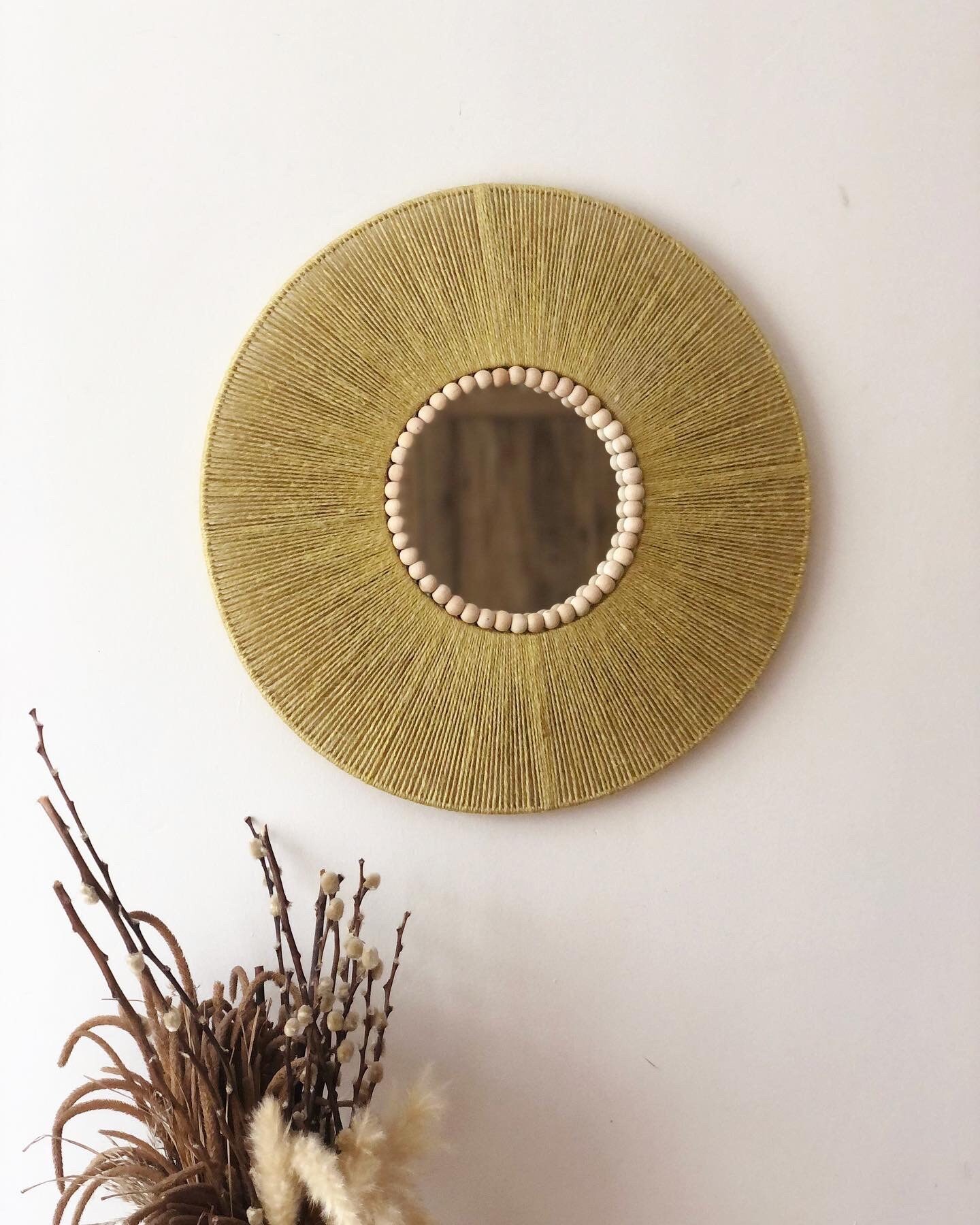 Large Jute Mirror Jute Wall Hanging Mirror Bedroom Decor - Etsy Canada