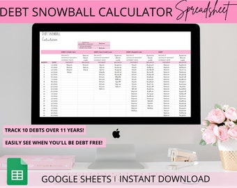 Debt Snowball Calculator Editable Google Spreadsheet Template