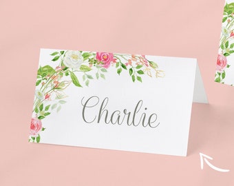 Floral Wedding Place Cards, Editable Name Cards, Printable Table Decor