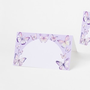 Purple Butterfly Place Cards: Pastel Party Food Labels (Printable)