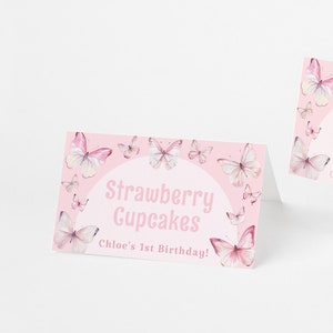 Butterfly Place Cards Template: Pink Birthday Party Decor (Digital Download)