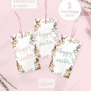 Printable Easter Gift Tag Templates Personalised Easter Bunny Labels Baskets Easter Gifting Supplies Cute Easter Decor Set of 3 Downloads