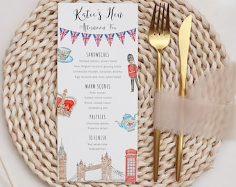 London Tea Party Menüvorlage: Britischer Nachmittagstee (Digitaler Download)
