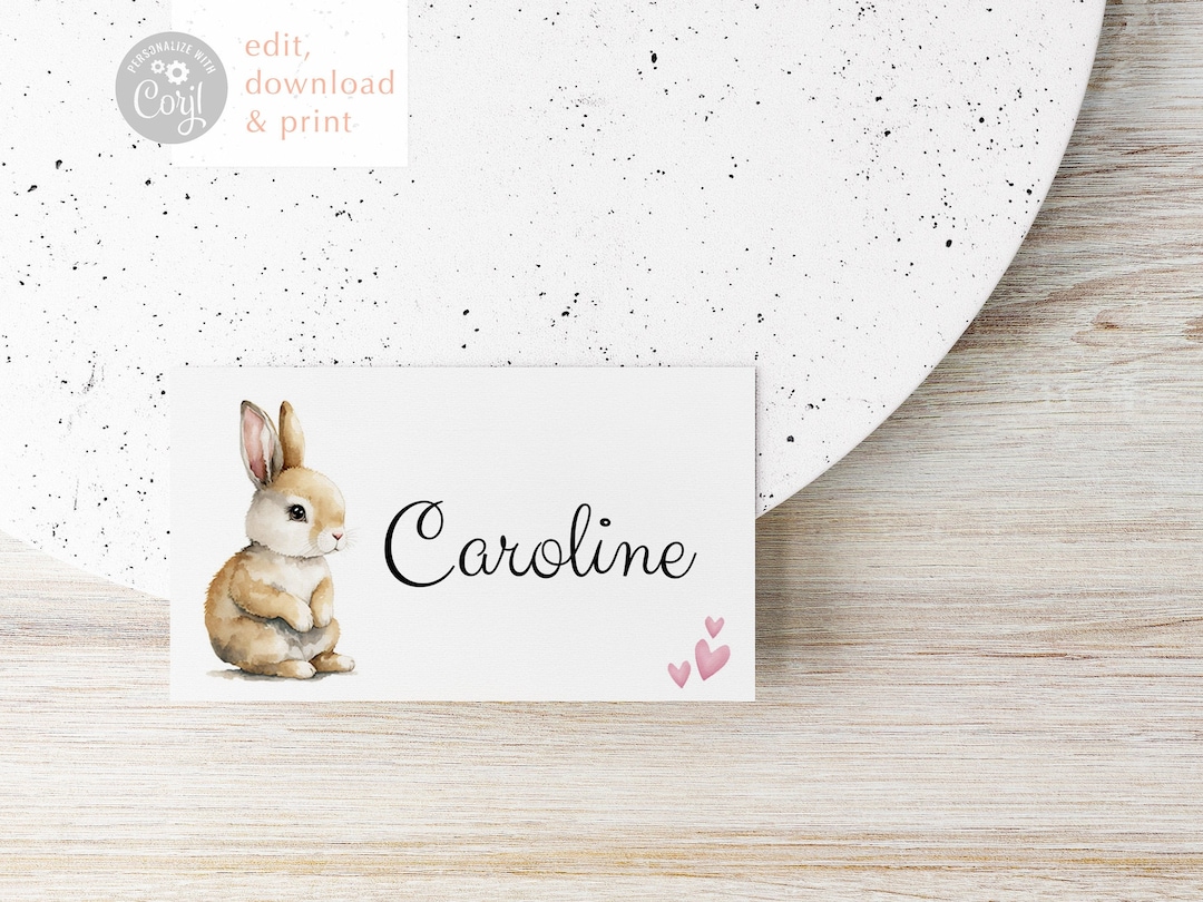 Bunny Place Cards: Watercolor Rabbit, Spring Party Decor (digital File ...