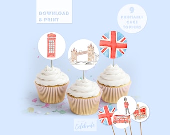 London Kuchenstecker: Britische Teeparty-Dekorationen (Digitaler Download)
