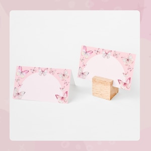 Butterfly Place Cards: Pastel Watercolor Birthday Party (Printable)