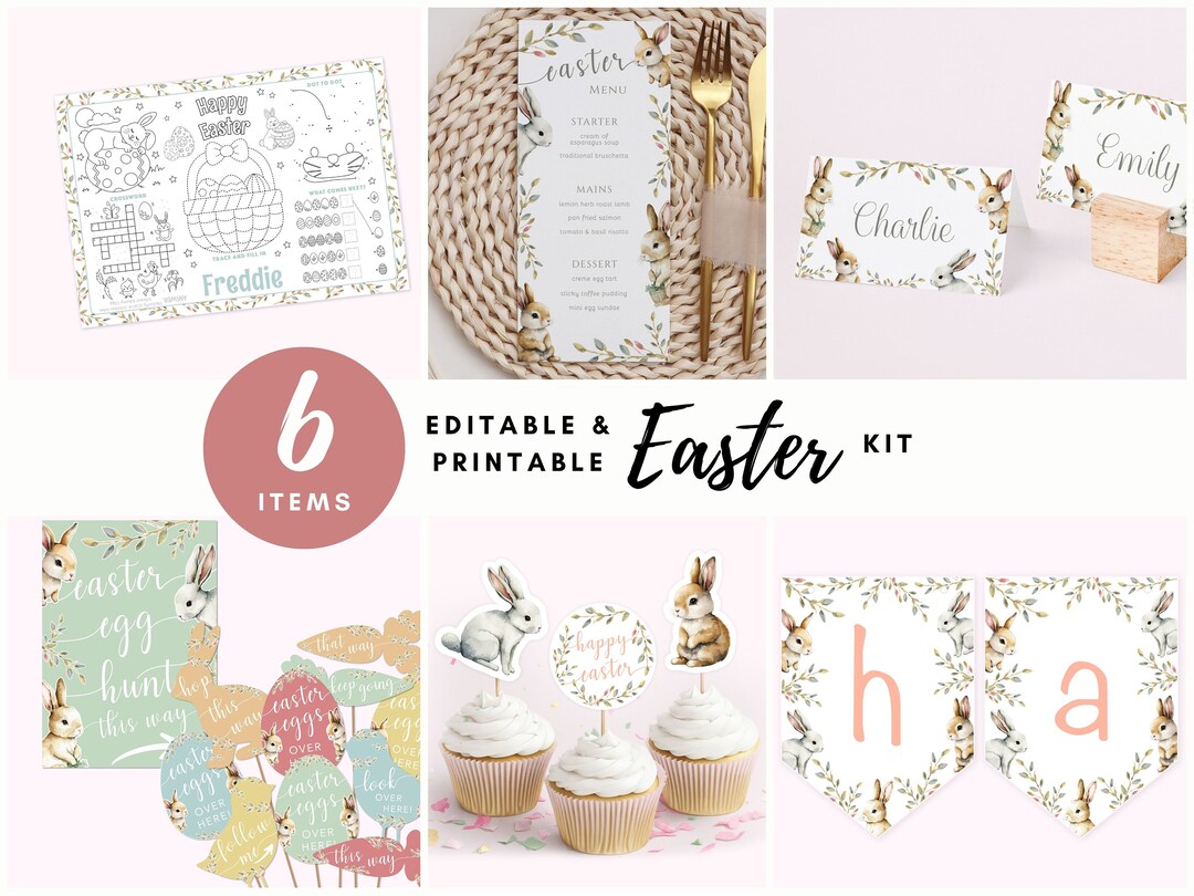 Easter Bunny Printable Templates | Editable Easter Kit | Easter Party ...