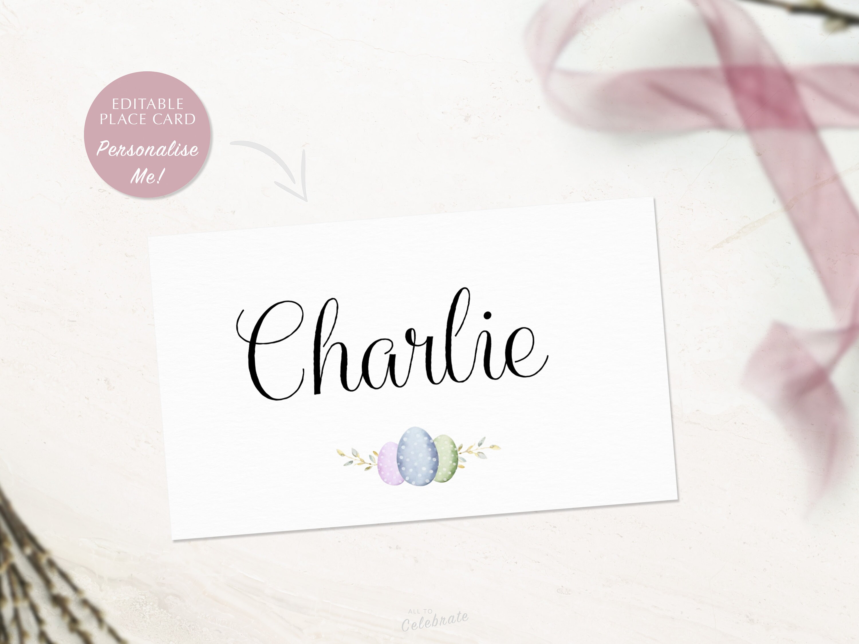 Editable Easter Theme Place Name Cards Easter Food Labels Etsy