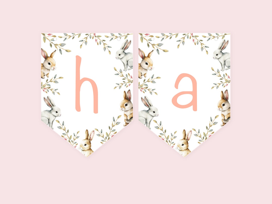 Easter Bunting Printables, Easter Bunny Floral Decor, Easter Party ...