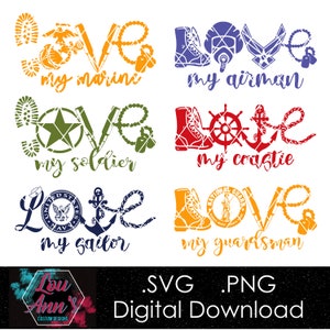 Love My Military Bundle .SVG .PNG Digital Download