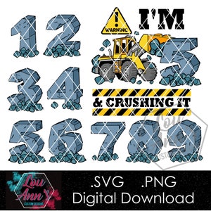 Construction Birthday Bundle .PNG .SVG Digital Download