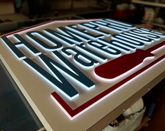 Backlit logo wall sign, Indoor welcome sign, Modern Office wall sign, 3d Backlit Letters, 3d Backlit Logo, Custom Outdoor Letters