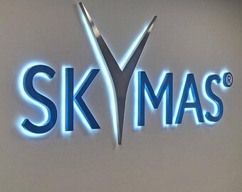 カスタムバックライト付きステンレススチール3Dレターサイン、屋外ビジネスロゴ