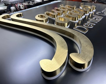 3d backlit sign, custom outdoor logo, light sign 3d brushed metal 3d business sign 3d custom sign for office 3d led signage, 3d led signage