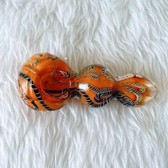 1 Smoking Pipe Gold Glass Steaming Color Etsy