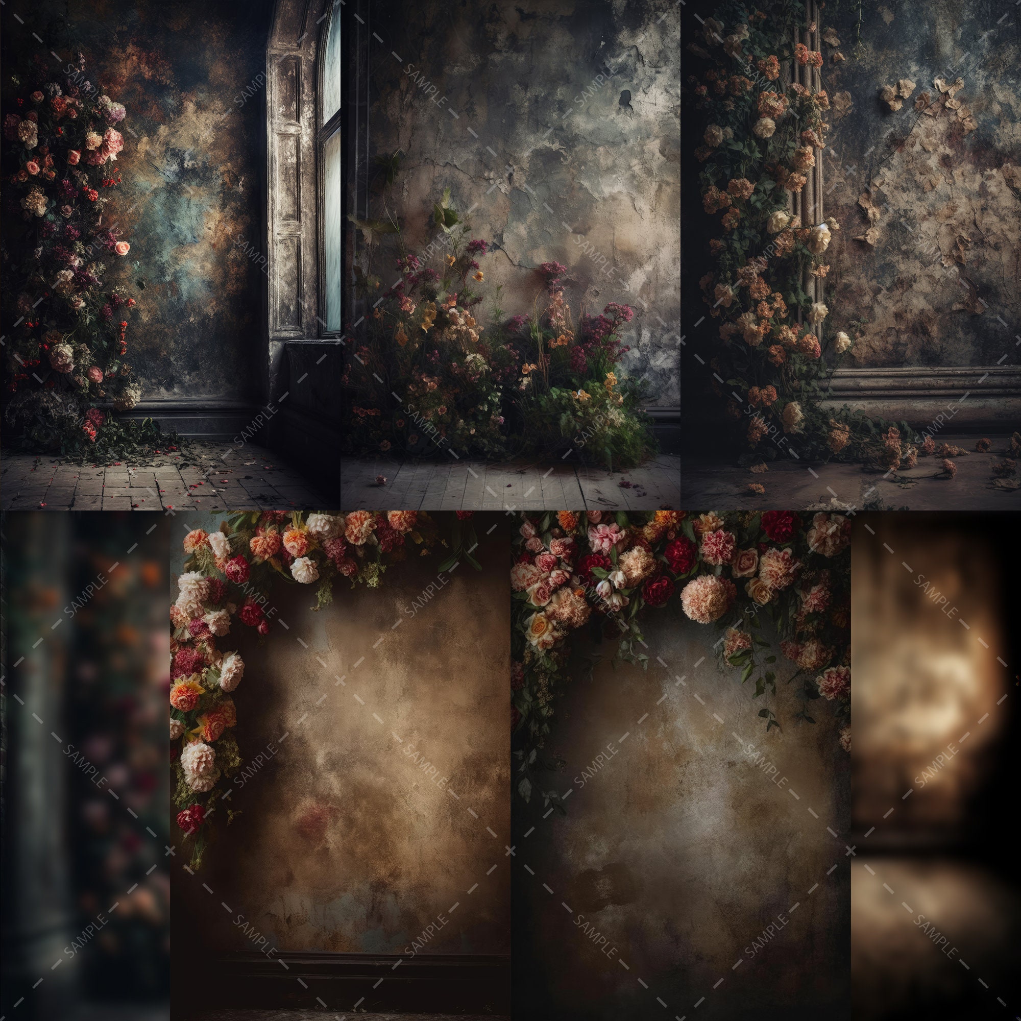 17 Moody Floral Textures Fine Art Backdrops Photoshop - Etsy