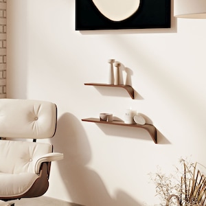 WOODEN WALL SHELVES | Set of 2 Design Shelves: Small+large, Floating Effect, Modern Style Shelf | Wall Organizer | Handmade in Italy