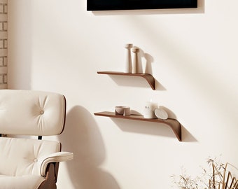 WOODEN WALL SHELVES | Set of 2 Design Shelves: Small+large, Floating Effect, Modern Style Shelf | Wall Organizer | Handmade in Italy