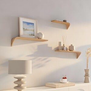 Estanterías de pared de diseño – Conjunto de 3 baldas flotantes de madera en roble y nogal – Decoración moderna y elegante para el hogar