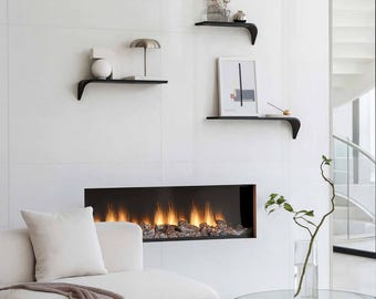 Designer wall shelves white and black – set of 3 floating wood shelves – modern style for elegant home decor