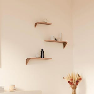 Design wandplanken - Set van 3 zwevende houten planken - Moderne stijl, ideaal voor een elegante woondecoratie - Eiken en walnoot