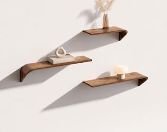 Design-Wandregale – 3er-Set schwebende Regale aus Eiche und Nussbaum – moderne, elegante Wohnaccessoires für Zuhause