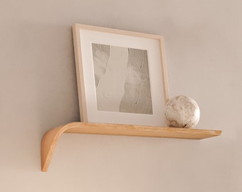 Wooden Shelf, floating design shelf. Suspended Wall shelf, Modern style. Handmade in Italy