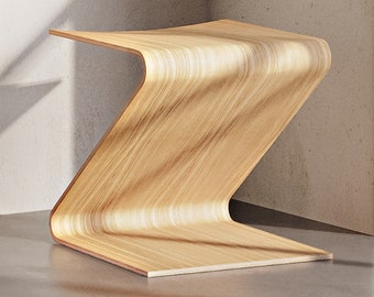 Design wooden stool. Ergonomic office chair, Bedside table for bedroom, Living room in modern/Japandi/Contemporary style.