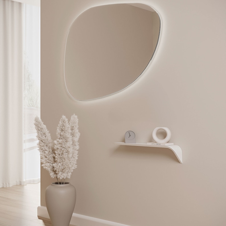 Wooden Shelf, floating design shelf. Suspended Wall shelf, Modern style. Handmade in Italy Bianco/White