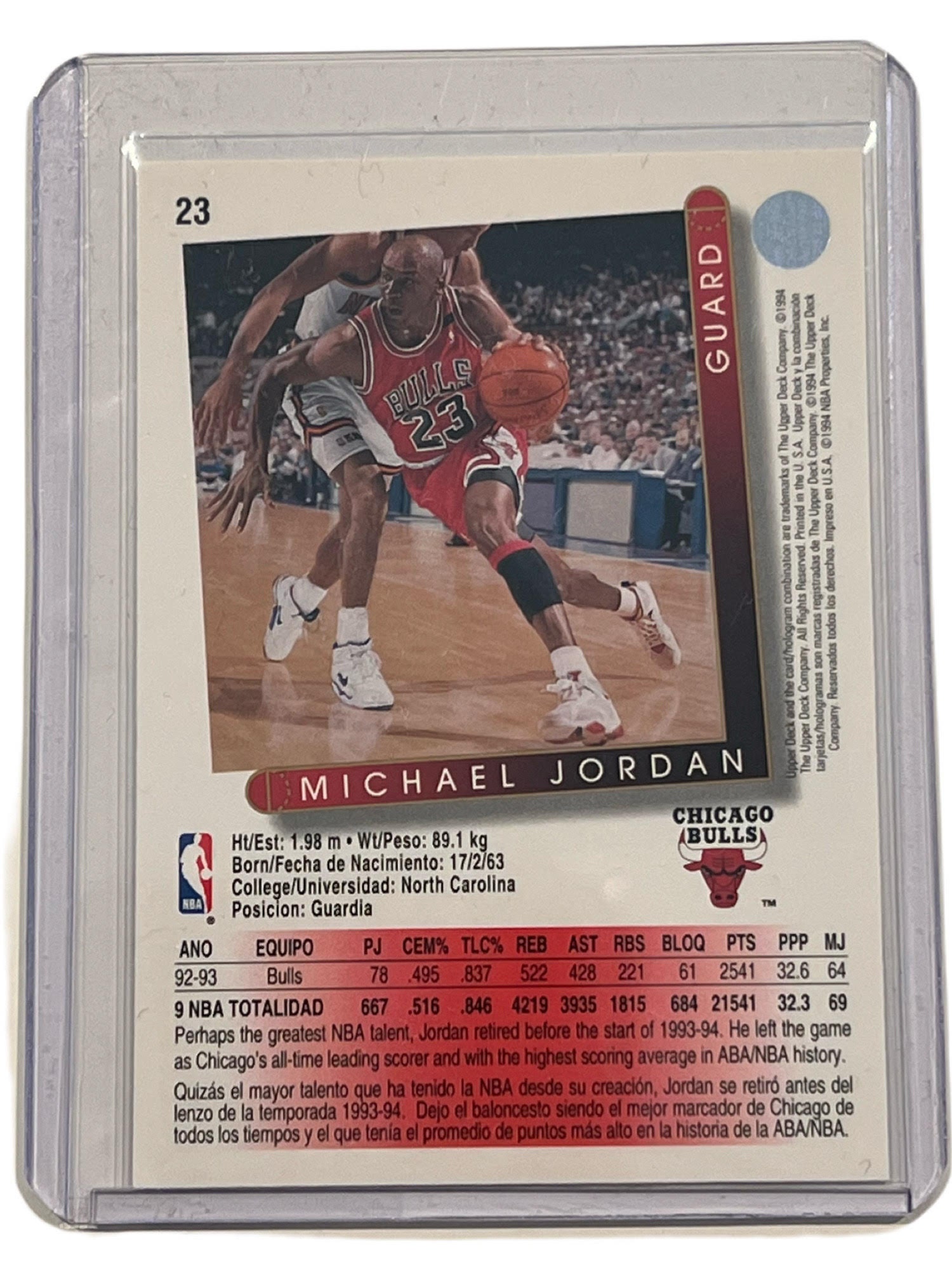 Michael Jordan Upper Deck 93-94 Card no. 23 mint condition original