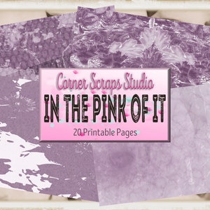 Paper Pack: &quot;In The Pink Of It&quot; 20 Page Digital Printable Kit Instant Download Background Junk Journal Pink Purple Lace