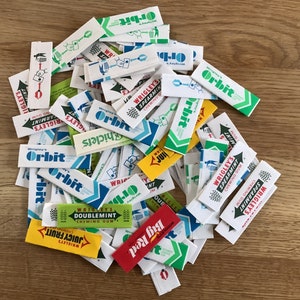 Kauwgompapier voor collages, papierkunst, verzamelen, kauwgompapiertjes, scrapbooking